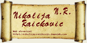 Nikolija Raičković vizit kartica